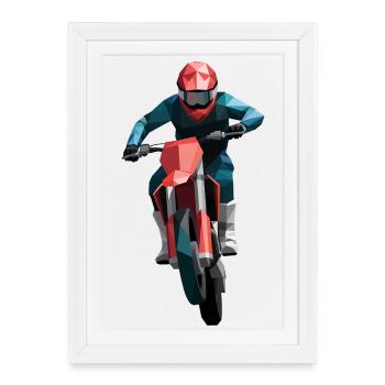 Motocross - Cool Motorcycle Logo - Framed poster (27 × 37 cm) - white - Front