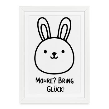 Rabbit Saying | Carrots bring good luck! - Framed poster (27 × 37 cm) - white - Front