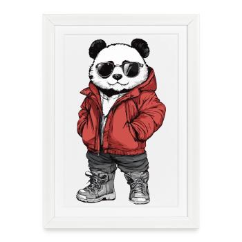 Panda Hiver Frais - Affiche encadrée (27 × 37 cm) - blanc - Devant
