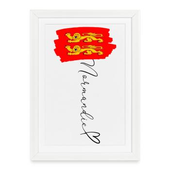 Normandy Flag Leopards Red Gold Pride Region - Framed poster (27 × 37 cm) - white - Front
