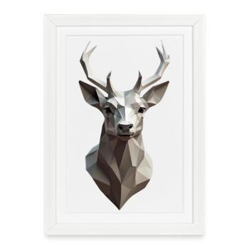 Geometric Deer Head Low-Poly - Framed poster (27 × 37 cm) - white - Front