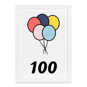 100. 100 ANS. 100e ANNIVERSAIRE. ANNIVERSAIRE 100  - Affiche encadrée (27 × 37 cm) - blanc - Devant