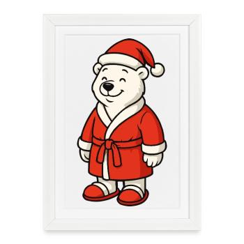 Winter bear in Santa outfit - Framed poster (27 × 37 cm) - white - Front