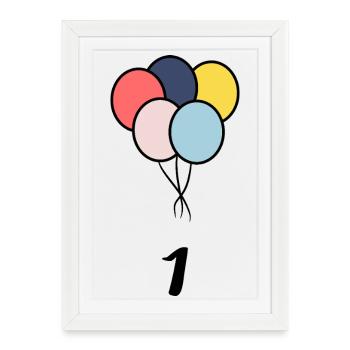 1. 1 AN. 1er ANNIVERSAIRE. ANNIVERSAIRE 1 AN - Affiche encadrée (27 × 37 cm) - blanc - Devant