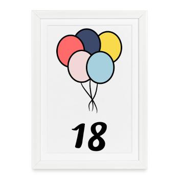 18. 18 YEARS OLD. 18th ANNIVERSARY. 18 BIRTHDAY. - Framed poster (27 × 37 cm) - white - Front