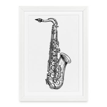 Saxophone - Affiche encadrée (27 × 37 cm) - blanc - Devant