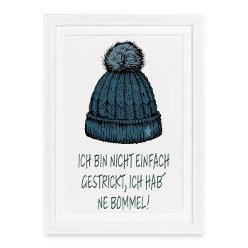 Je ne suis pas juste tricotée – pompon disant - Affiche encadrée (27 × 37 cm) - blanc - Devant