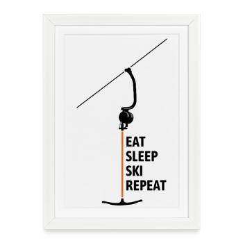 Ankerlift | Mange S’Élever Répète | Ski - Affiche encadrée (27 × 37 cm) - blanc - Devant
