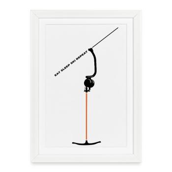 Ankerlift | Mange S’Élever Répète | Ski - Affiche encadrée (27 × 37 cm) - blanc - Devant