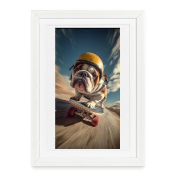 Bulldog Skateboard Tempo - Affiche encadrée (27 × 37 cm) - blanc - Devant