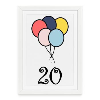 20. 20e ANNIVERSAIRE. ANNIVERSAIRE 20 ANS. 20 ANS. - Affiche encadrée (27 × 37 cm) - blanc - Devant