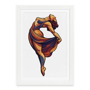 Dramatic dancing woman in color - Framed poster (27 × 37 cm) - white - Front
