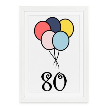 80. 80 YEARS. 80th ANNIVERSARY. 80 YEARS ANNIVERSARY. - Framed poster (27 × 37 cm) - white - Front