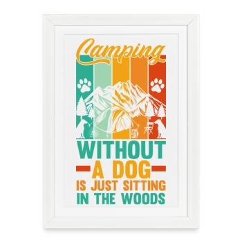 Camping, Vie de campement Vie de campement dans la forêt - Affiche encadrée (27 × 37 cm) - blanc - Devant