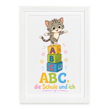 Kätzchen ABC-Abenteuer - Gerahmtes Poster (27 × 37 cm) - Weiß - Vorne