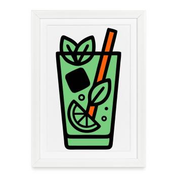 Icône du cocktail Mojito - Affiche encadrée (27 × 37 cm) - blanc - Devant