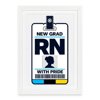 Carte d’insigne infirmier diplômé RN Queer Première fois - Affiche encadrée (27 × 37 cm) - blanc - Devant