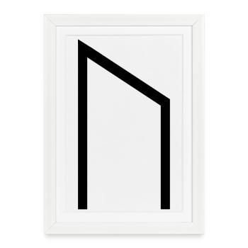 Uruz Rune Black – Viking Futhark Norse - Affiche encadrée (27 × 37 cm) - blanc - Devant