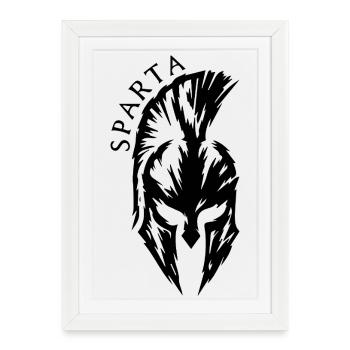 Casque Spartiate de Sparte – Fitness des anciens guerriers - Affiche encadrée (27 × 37 cm) - blanc - Devant