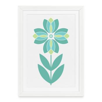 Green Mid-Century Flower - Framed poster (27 × 37 cm) - white - Front