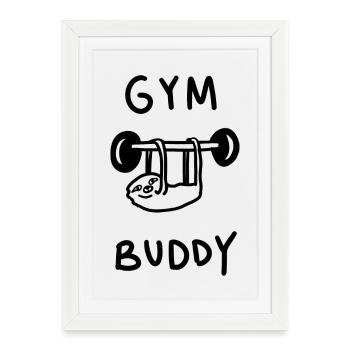 Gym Buddy Sloth - Framed poster (27 × 37 cm) - white - Front