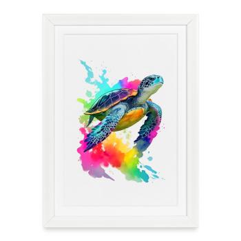 Tortue marine - Affiche encadrée (27 × 37 cm) - blanc - Devant