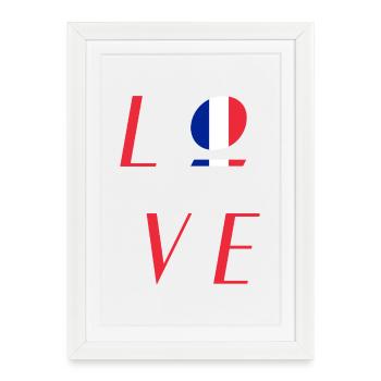 Love France Flag O - Affiche encadrée (27 × 37 cm) - blanc - Devant
