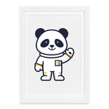 Panda astronaute dans l’espace - Affiche encadrée (27 × 37 cm) - blanc - Devant
