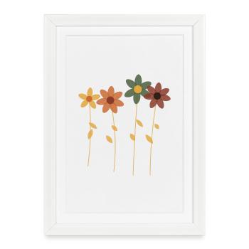 Retro-Blumen in der Reihe - Gerahmtes Poster (27 × 37 cm) - Weiß - Vorne