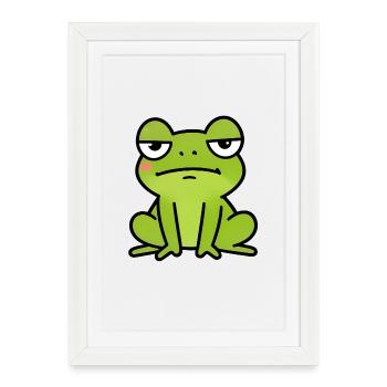 Dessin animé de la grenouille verte endormie - Affiche encadrée (27 × 37 cm) - blanc - Devant