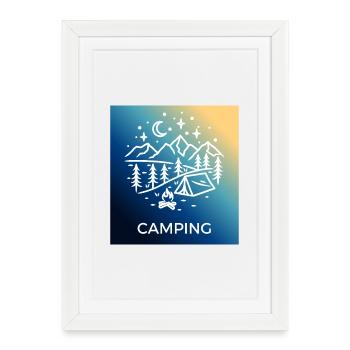 Nacht Wald Camping Zelten - Gerahmtes Poster (27 × 37 cm) - Weiß - Vorne