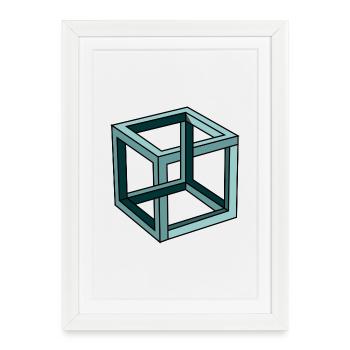 Escher Impossible Cube - Framed poster (27 × 37 cm) - white - Front