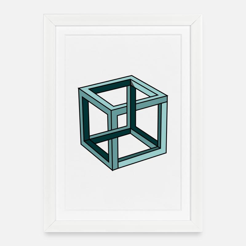 Escher Impossible Cube - Framed poster (27 × 37 cm) - white