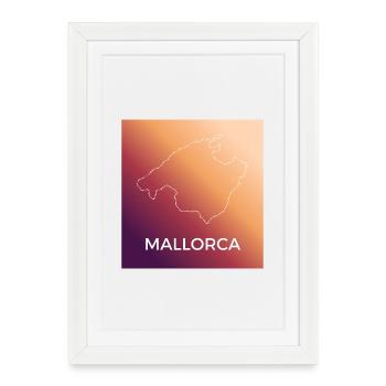 Contour de Majorque au coucher du soleil - Affiche encadrée (27 × 37 cm) - blanc - Devant