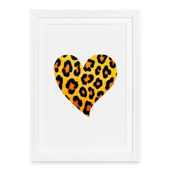 Motif Cœur de Léopard - Affiche encadrée (27 × 37 cm) - blanc - Devant