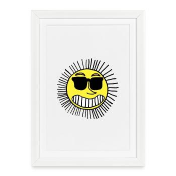 Sun Smiling Vintage Glasses - Framed poster (27 × 37 cm) - white - Front