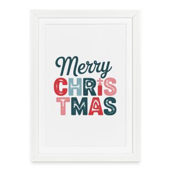 Colorful Christmas Design Merry Christmas - Framed poster (27 × 37 cm) - white - Front