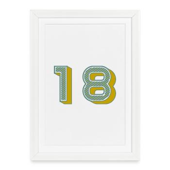 18. 18 ANS. 18e ANNIVERSAIRE. ANNIVERSAIRE 18 ANS. - Affiche encadrée (27 × 37 cm) - blanc - Devant