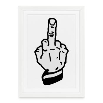 fuck you finger mittelfinger - Framed poster (27 × 37 cm) - white - Front