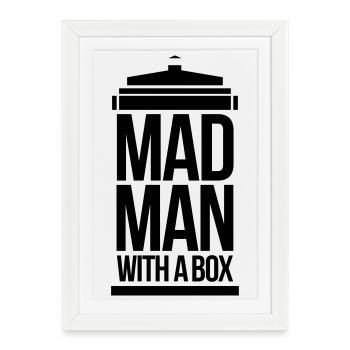 Mad man with a box - Framed poster (27 × 37 cm) - white - Front