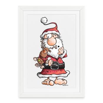 Santa Claus câlins Rennes - Affiche encadrée (27 × 37 cm) - blanc - Devant