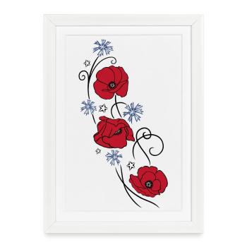 Coquelicots. Design d'été. - Affiche encadrée (27 × 37 cm) - blanc - Devant