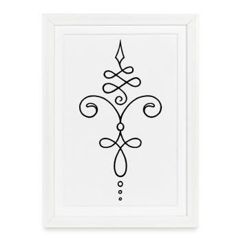 Unalome tatouage ornement ornement cute décorate - Affiche encadrée (27 × 37 cm) - blanc - Devant