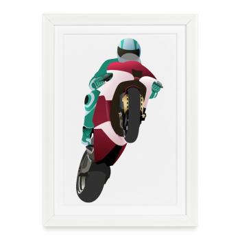 Wheelie extreme avec moto à la course - Affiche encadrée (27 × 37 cm) - blanc - Devant
