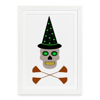 Poisonous Witch Skull and Cross Brooms - Framed poster (27 × 37 cm) - white - Front