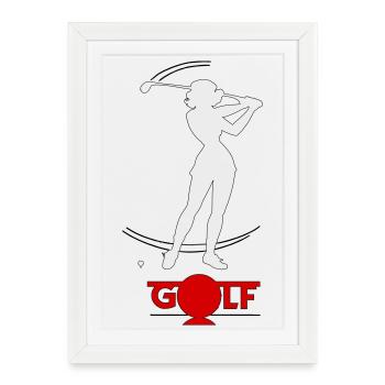 Golfeuse rétro - Affiche encadrée (27 × 37 cm) - blanc - Devant
