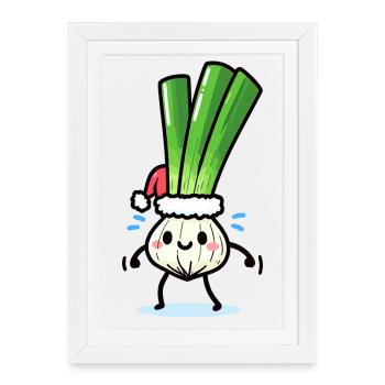 Saint-Nicolas mignon oignon de printemps - Affiche encadrée (27 × 37 cm) - blanc - Devant