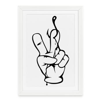 Peace Sign - Angler's Hand - Nokidding-Fishing - Framed poster (27 × 37 cm) - white - Front