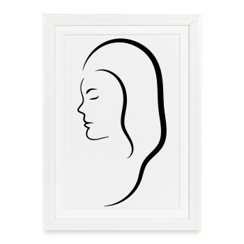 Tête Femme - Affiche encadrée (27 × 37 cm) - blanc - Devant
