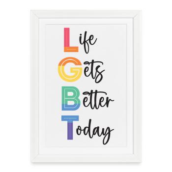 Mois de la fierté LGBT - La vie s’améliore aujourd’hui - Affiche encadrée (27 × 37 cm) - blanc - Devant